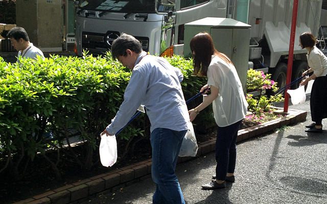 Clean-up outside office building