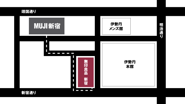 「MUJI 新宿・無印良品 新宿」地図